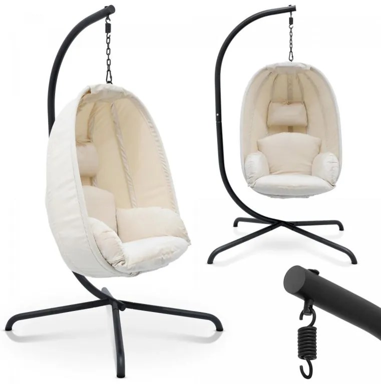 MIADOMODO závesné hojdacie kreslo béžové, nosnosť 160 kg