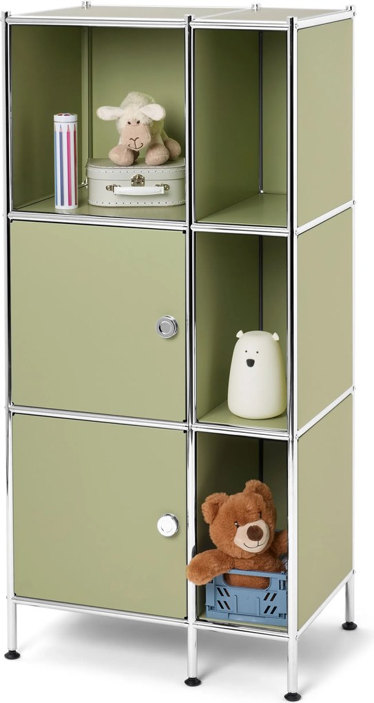 Kovový regál »CN3 Kids« s 2 dvierkami, pistáciový
