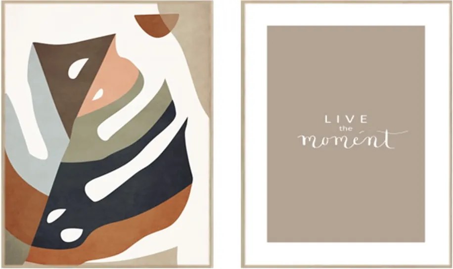 Obrazy v súprave 2 ks 30x40 cm Live the Moment – knor