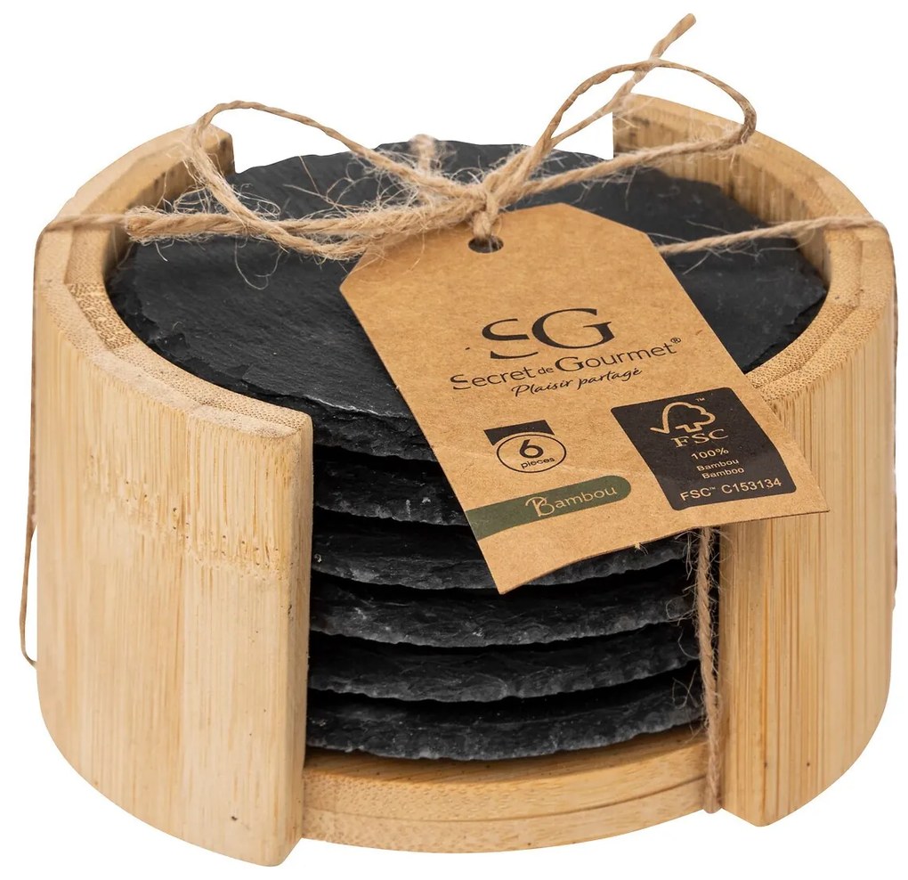 Servírovací podnos z bridlice Rocki sada 6ks