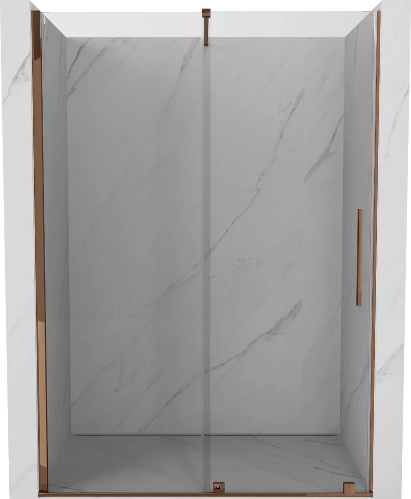 Mexen Velar, posuvné dvere do otvoru 150x200 cm, 8mm číre sklo, ružové zlato, 871-150-000-01-60