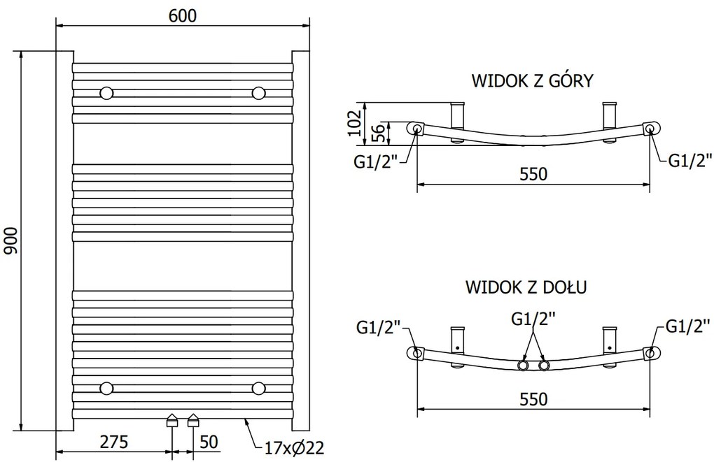 Mexen Ares, vykurovacie teleso 900x600 mm, 342 W, zlatá lesklá, W102-0900-600-00-50