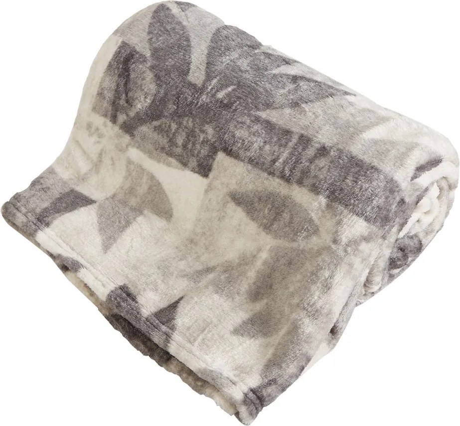 Home Elements Mikroflanelová deka, šedá, kvetina