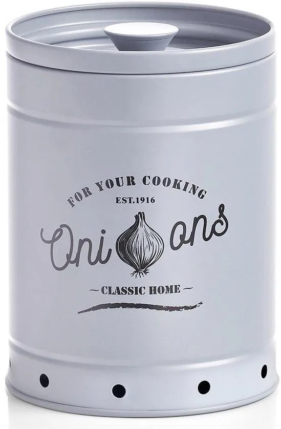 Orion Plechová dóza na cibuľu, s vetraním, pastelová modrá, RETRO