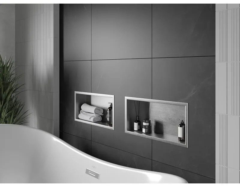 Mexen X-Wall-R, polička na zapustenie na obklad s golierom 45 x 20 cm, oceľová, 1910452010