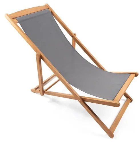 Sivé skladacie záhradné ležadlo z akáciového dreva Bonami Essentials Deck