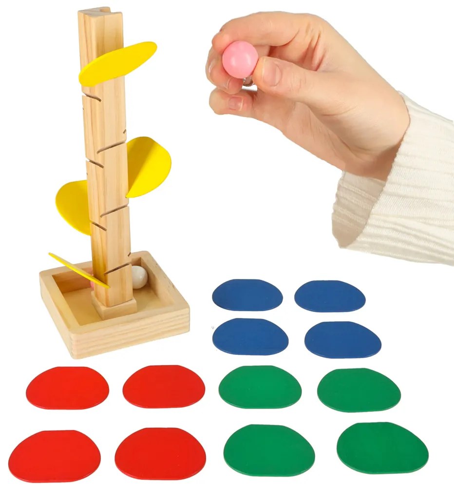 KIK Montessori drevený kulodrom – vzdelávacia veža s guľôčkami