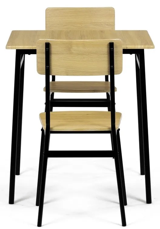 Jedálenský set Industrial s 2 stoličkami, 70 x 70x 76 cm, divoký dub