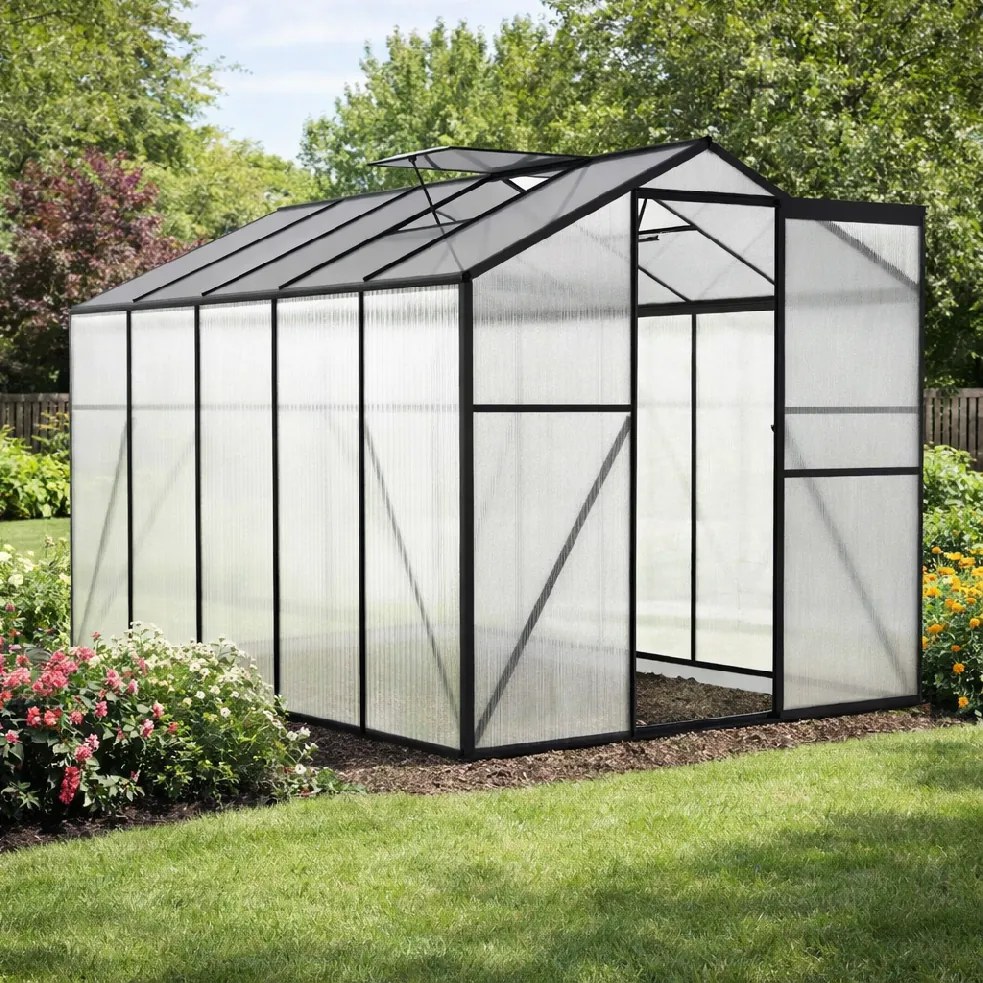 Skleník so základňou BestBerg BBGH‑1006B / 5,95 m² / 313 × 190 × 194 cm / čierna