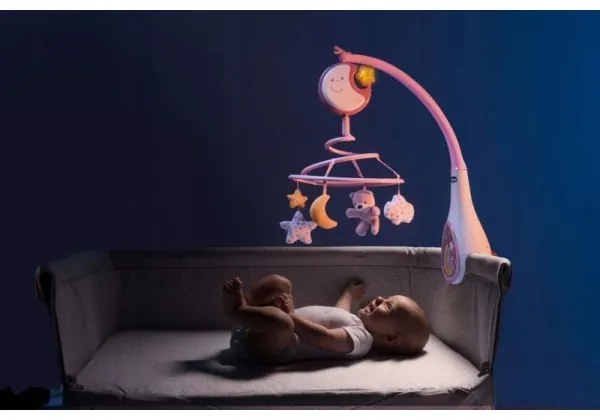 Chicco - Kolotoč nad postieľku s melódiou 3v1 NEXT2DREAMS 3xAA ružová
