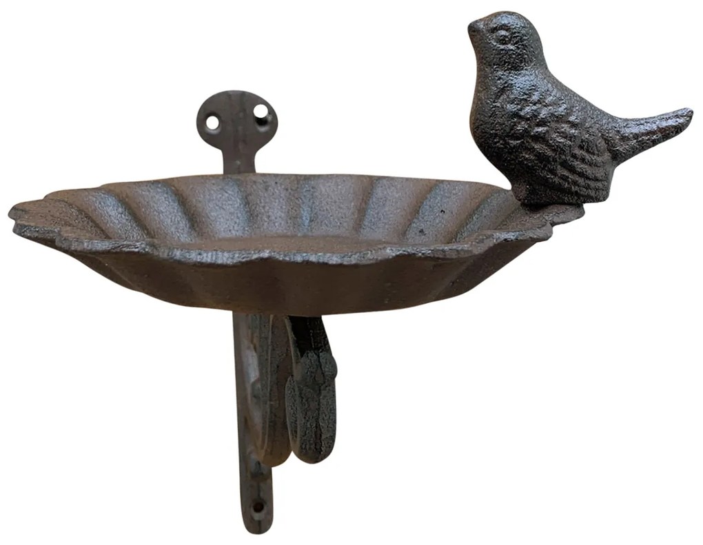 Nástenné napájadlo pre vtáky Lola, 22x25 cm, liatina, hnedá