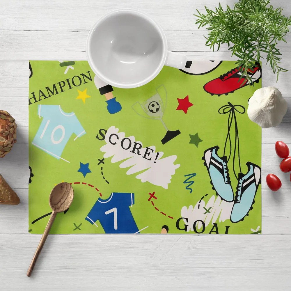 Biante Detské bavlnené prestieranie na stôl Sandra SA-645 Futbal to je hra - na zelenom 35x45 cm