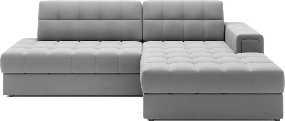 Sivá zamatová rozkladacia rohová pohovka (pravý roh/s leňoškou) Blezalt – ELTAP