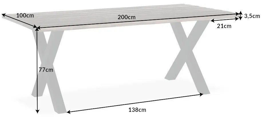 Dizajnový jedálenský stôl Evolution 200 cm hnedý / akácia