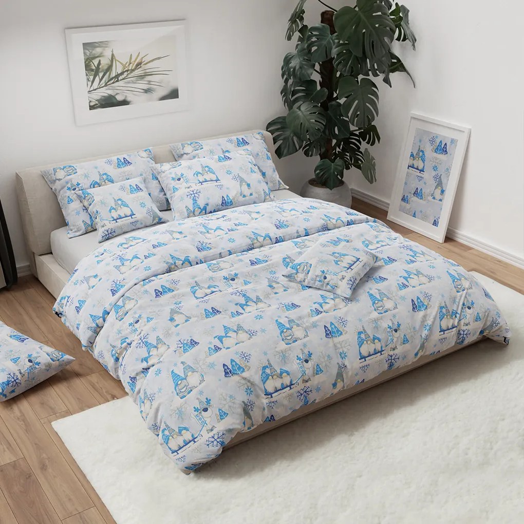 Bavlnené obliečky VIANOČNÝ ŠKRIATOK modrý Rozmer obliečky: 70 x 90 cm | 140 x 200 cm