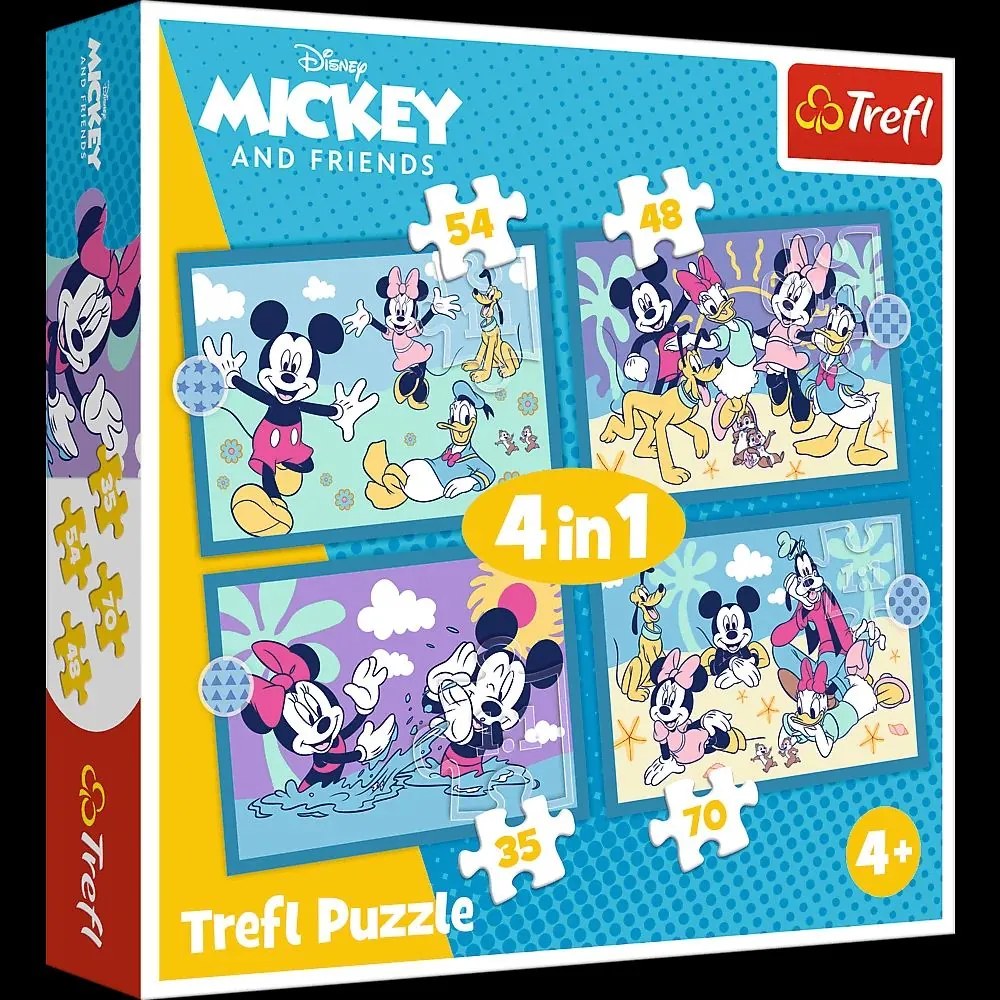 Trefl Puzzle 4v1 Zábavné príhody Mickey Mouse