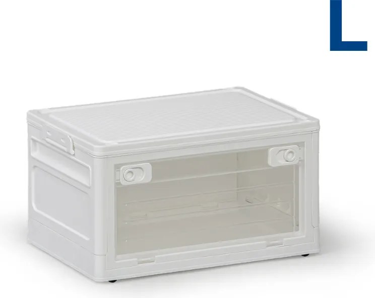 Skladací úložný regálový box L 37 l, 459x320x250 mm, biely