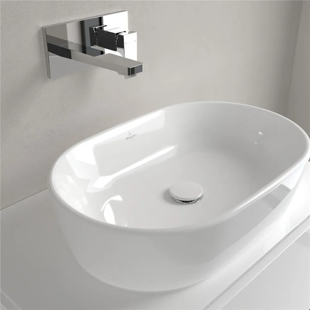 VILLEROY & BOCH Architectura oválne umývadlo na dosku bez otvoru, bez prepadu, 600 x 400 mm, biela alpská, s povrchom CeramicPlus, 5A2661R1