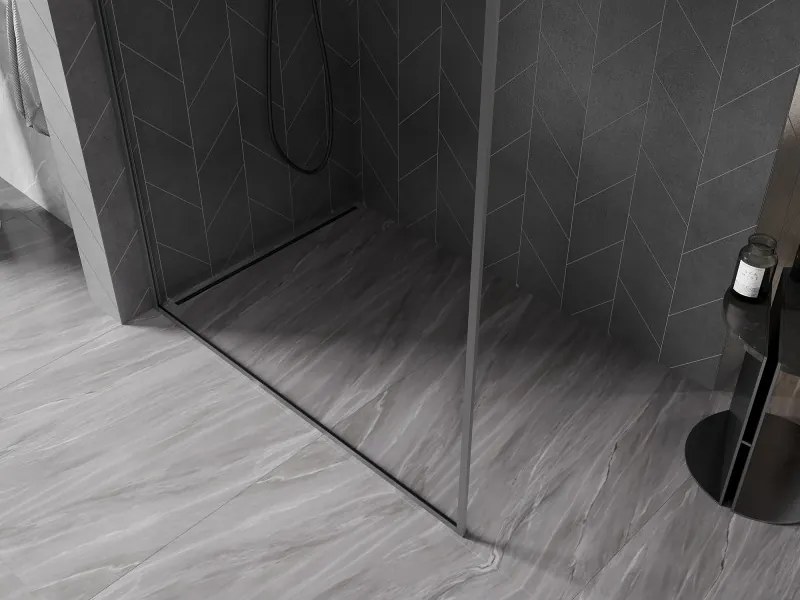 Mexen, Mexen Kioto-F L sprchová stena s rámom 90 x 202 cm, priehľadná 8 mm, pištoľový kov - 800-090-174-95-00