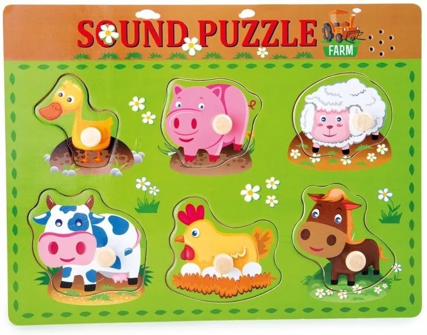 Drevené puzzle so zvukmi zvierat Legler Animal