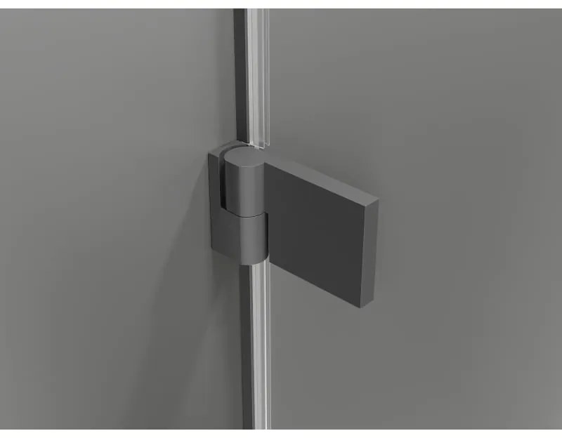 Mexen Lunar-B pravostranný výklopný sprchový kút 90 x 90 cm, číre sklo, grafitová, 832-090-090-95-00-P