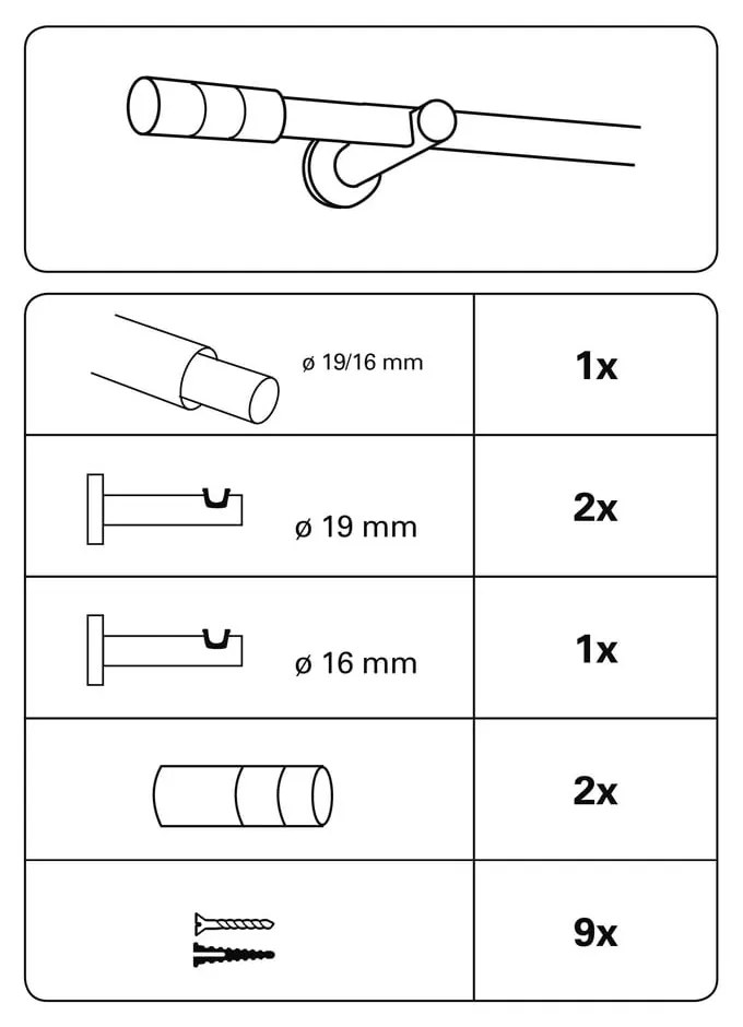 Kovová roztiahnuteľná garniža 120 - 210 cm Kreta - Gardinia