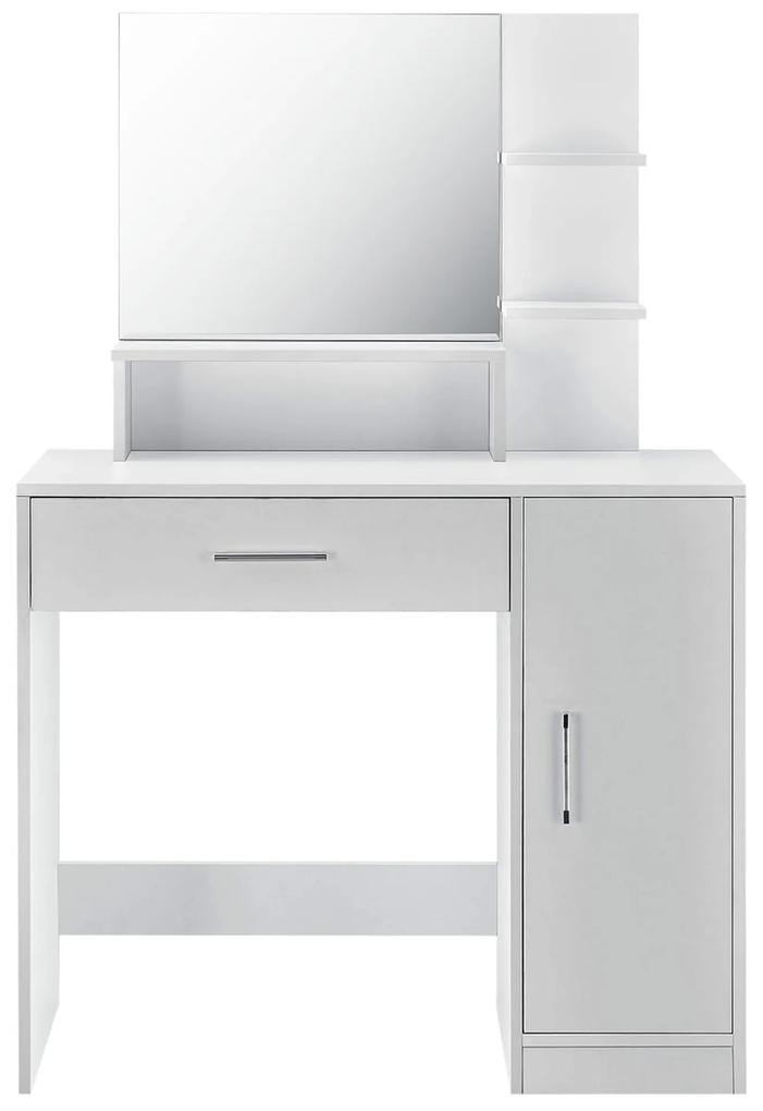ModernHome Moderný biely kozmetický toaletný stolík so zrkadlom