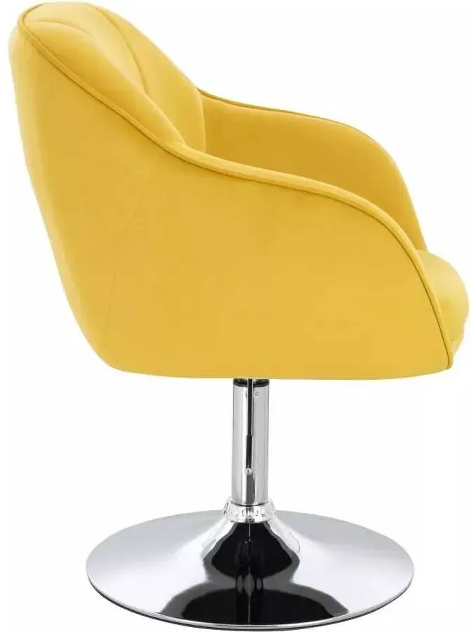LuxuryForm DESIGN Stolička AVOLA VELUR na striebornom tanieri - žltá