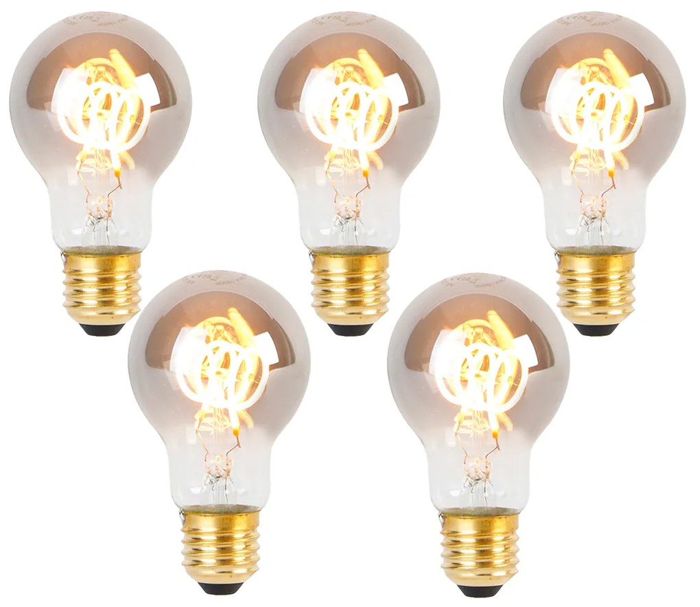 Sada 5 E27 LED špirálových žiaroviek A60 dymové 4W 120 lm 1800K