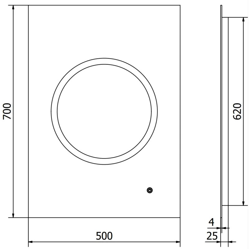 Mexen Koga, LED kúpeľňové zrkadlo s podsvietením 50 x 70 cm, 6000K, ochrana proti zahmlievaniu, 9821-050-070-611-00
