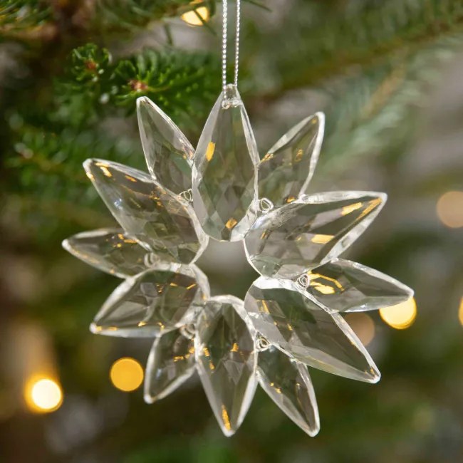 Závesná vianočná dekorácia ASTRE priesvitná vločka 836751