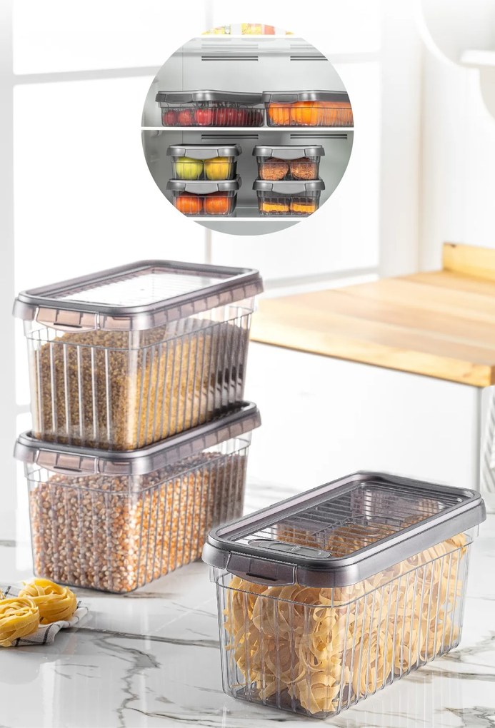 Sada 3 ks potravinových boxů BONNIE antracitová