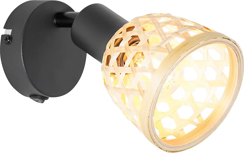 Orientálny reflektor čierny s bambusom a vypínačom - Rayan