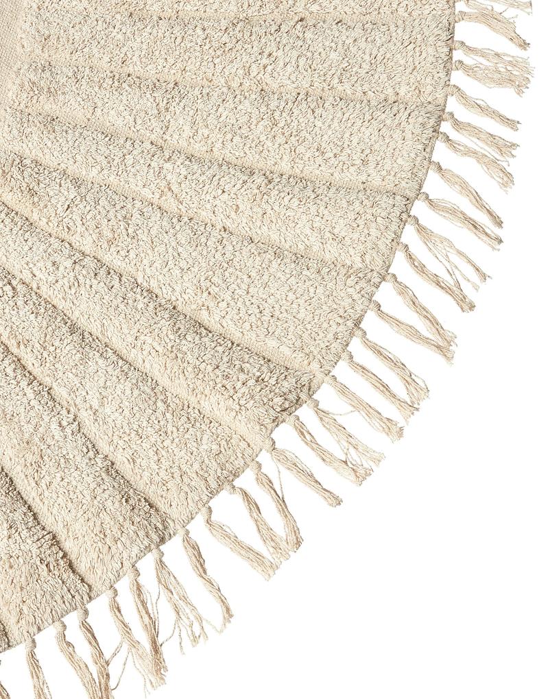 Okrúhly bavlnený koberec so vzorom leva ø 140 cm béžový BADHANI Beliani