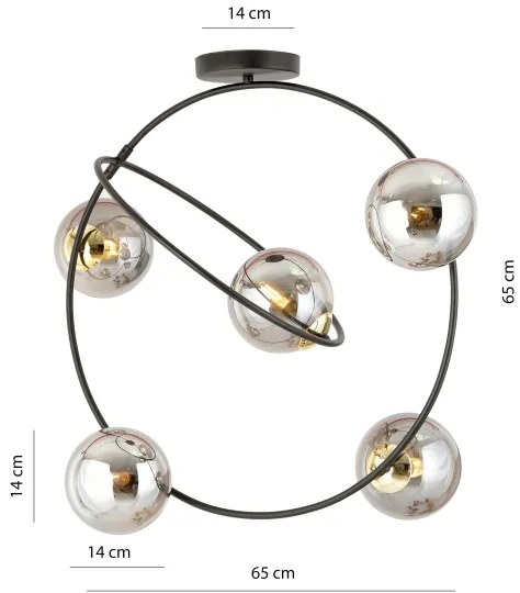 Luster na tyči STARDOM 5xE14/10W/230V čierna/šedá