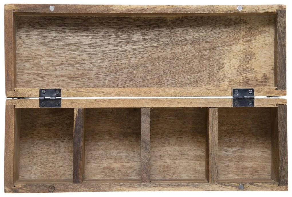 Drevený organizér na čaj Mango Wood, 32x10x9,5 cm