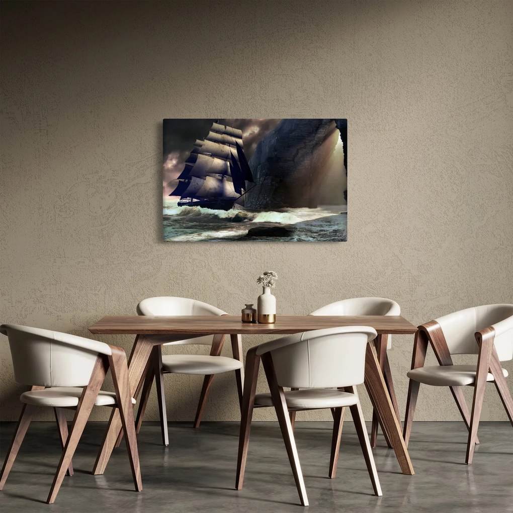 Obraz - Loď medzi útesmi (90x60 cm)