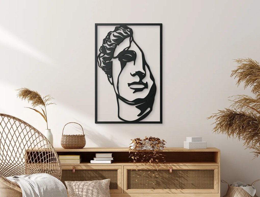 drevko Drevený obraz na stenu Tvár Rozmer obrazu: 44,5 x 30 cm, Farba dekorácie: Čierna