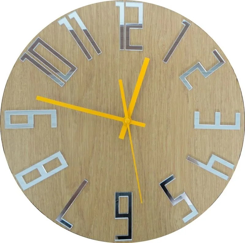Moderné hodiny na stenu čísla Dub - Silver I SENTOP HDFK006: Čierne ručičky 30 cm 3401-19864 HDFK006 DUB silver
