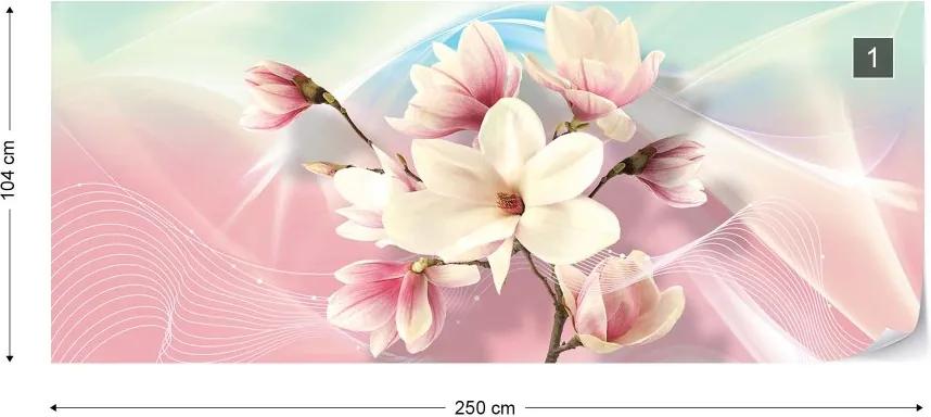 Fototapeta GLIX - Magnolia Flowers Green  + lepidlo ZADARMO Vliesová tapeta  - 250x104 cm