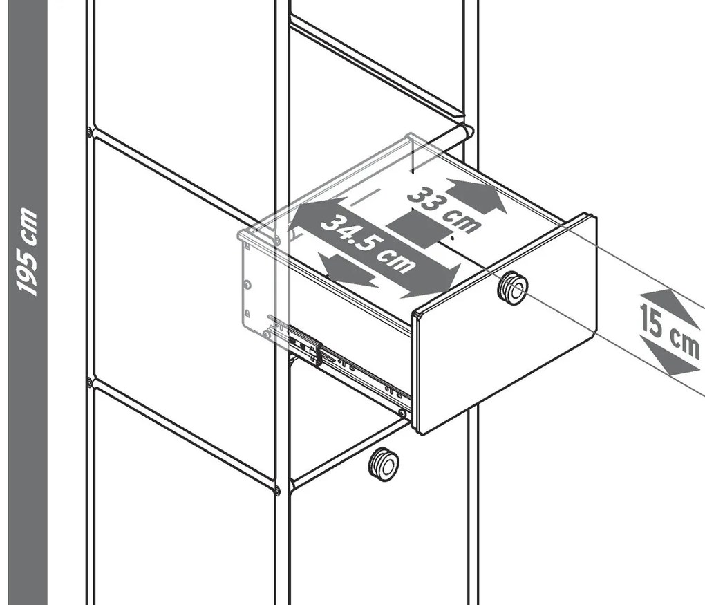 Kovová skrinka »CN3« s 2 výklopnými priečinkami a 2 zásuvkami, čierna