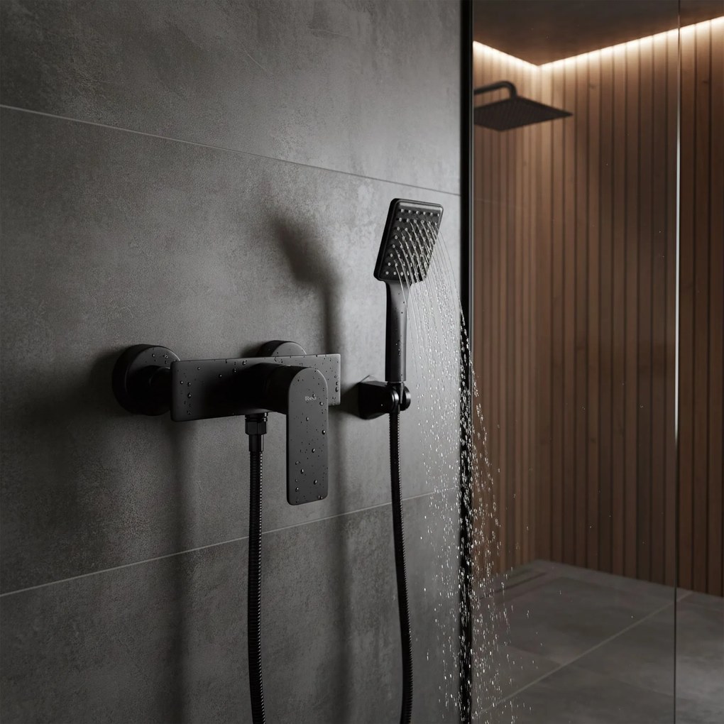 Rea Urban, sprchová batéria s bodovou ručnou sprchovou sadou, čierna, REA-B9909