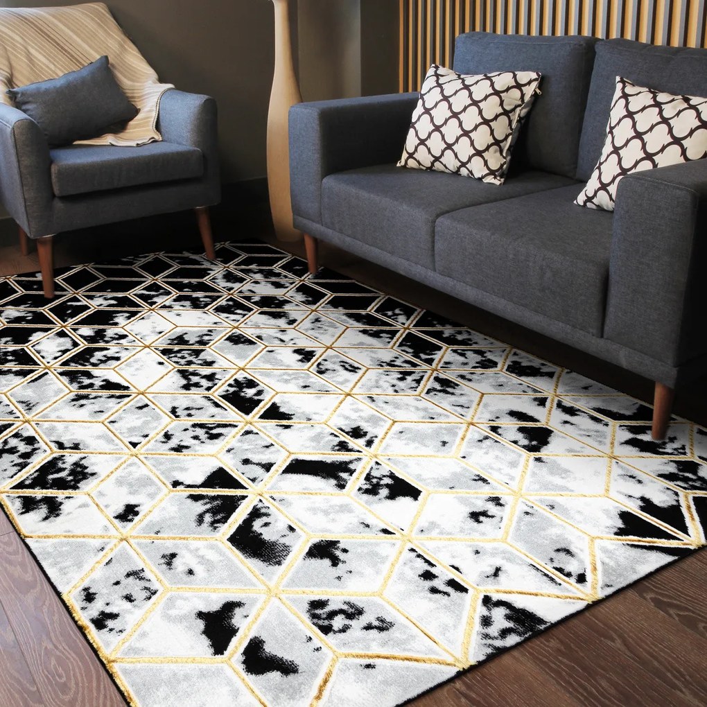 Kusový koberec Allure 1966 black/gold, 120x170, žltá, kancelária, Dywany Łuszczów