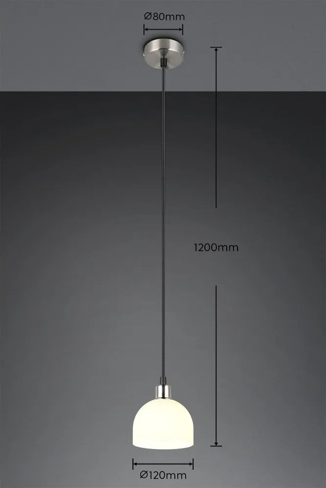 Závesné svietidlo so skleneným tienidlom v bielo-striebornej farbe ø 12 cm Molly – Reality