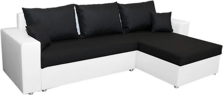 Rohová sedacia súprava Samba II, biela ekokoža/čierna látka