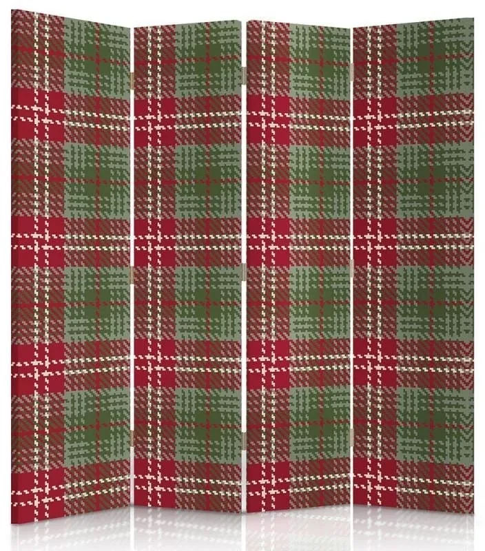 Gario Paraván V červenej a zelenej farbe Rozmery: 145 x 170 cm, Prevedenie: Otočný paraván 360°