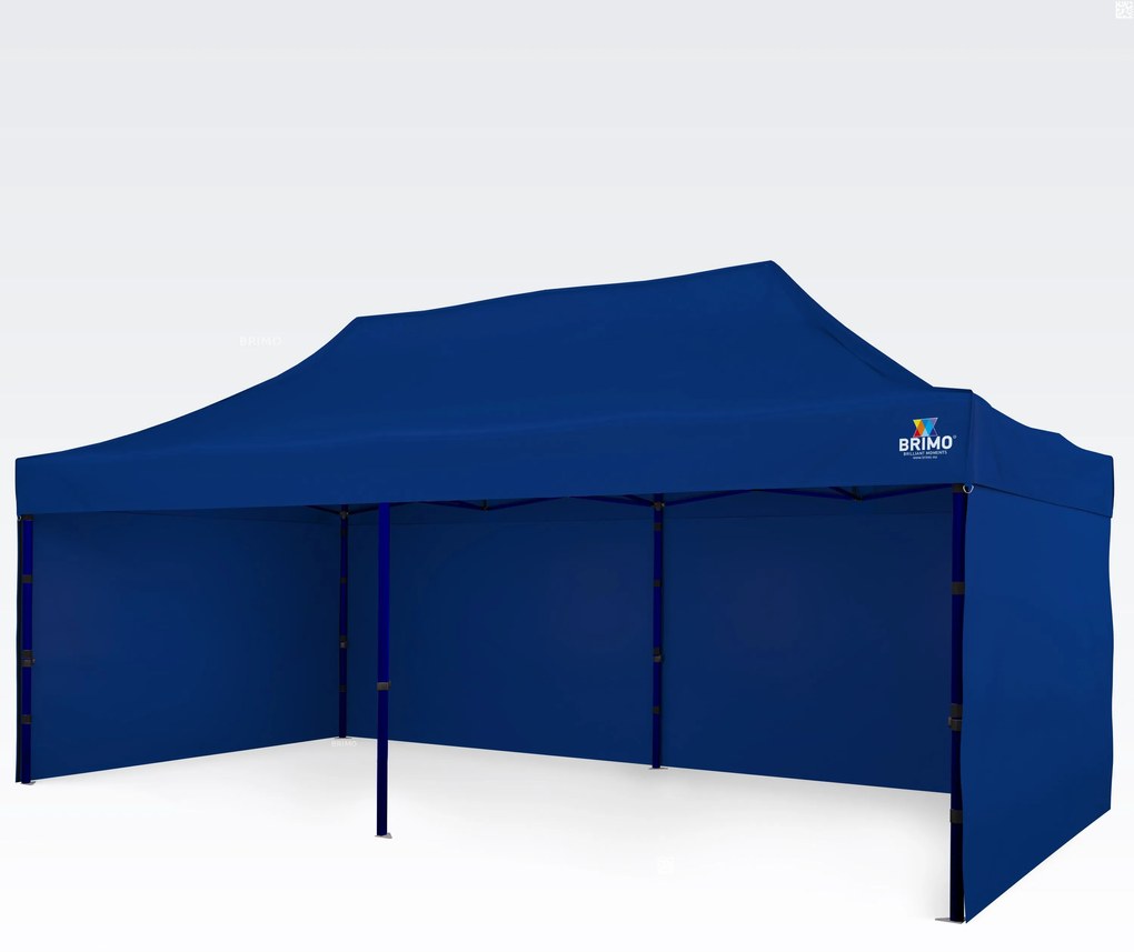 BRIMO Záhradný altánok 3×6 m – skladací s 3 stenami | BRIMO® - s 3 stenami - Modrá 24