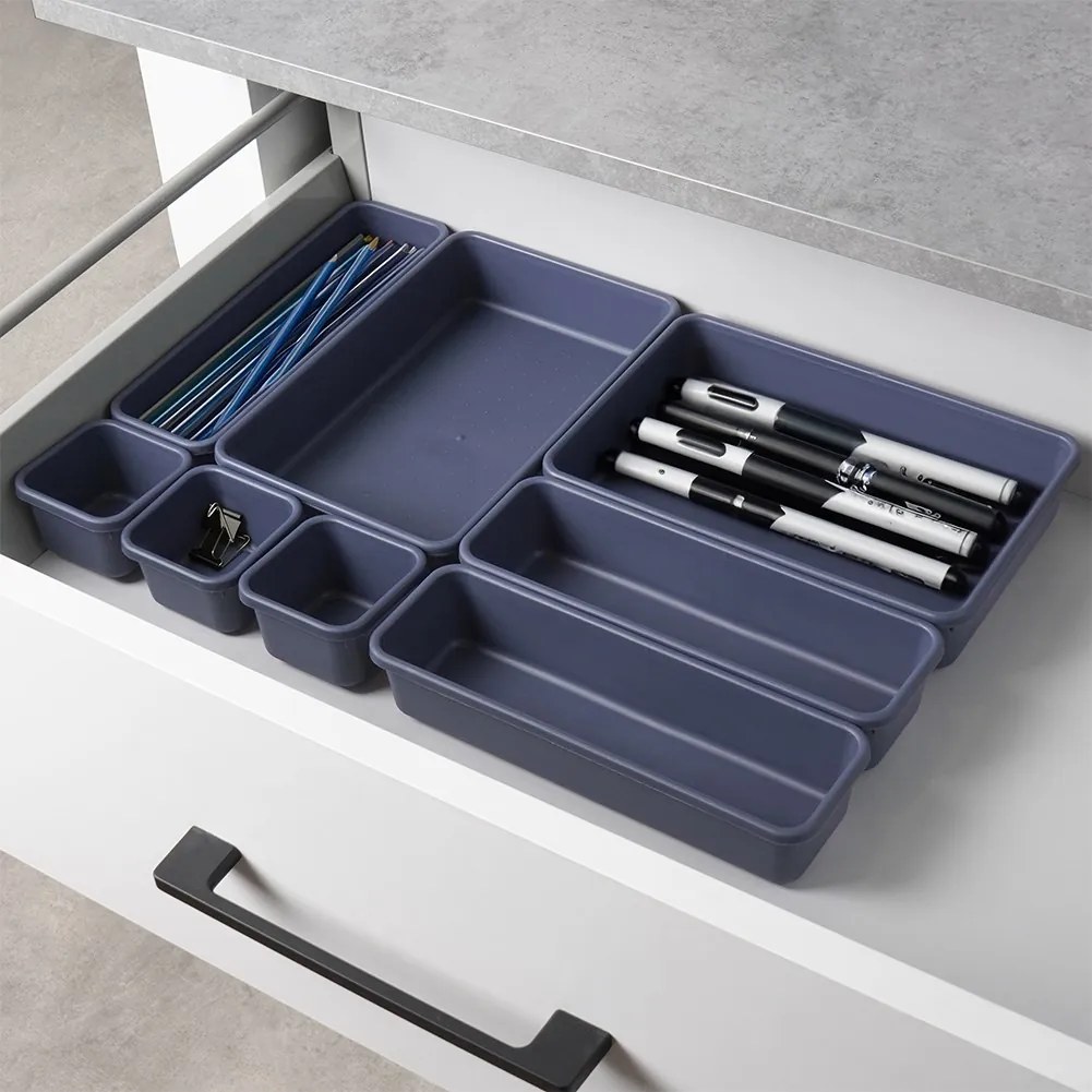 VILDE Súprava 8 kusov organizérov do zásuvky, antracitová, MODULAR 31 cm x 46 cm x 4,5 cm