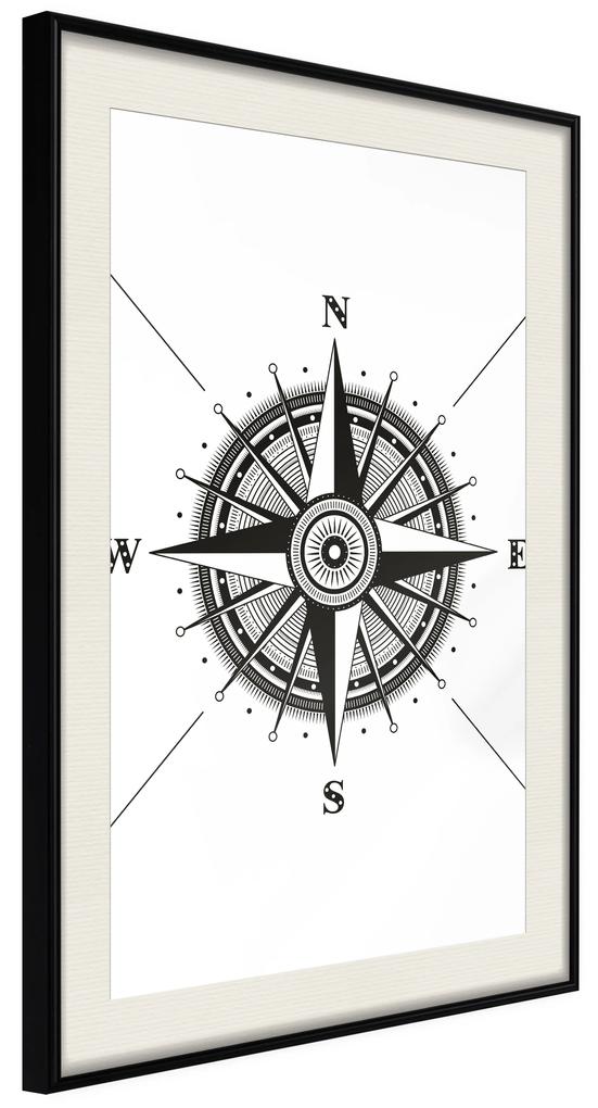 Artgeist Plagát - Compass [Poster] Veľkosť: 20x30, Verzia: Zlatý rám s passe-partout
