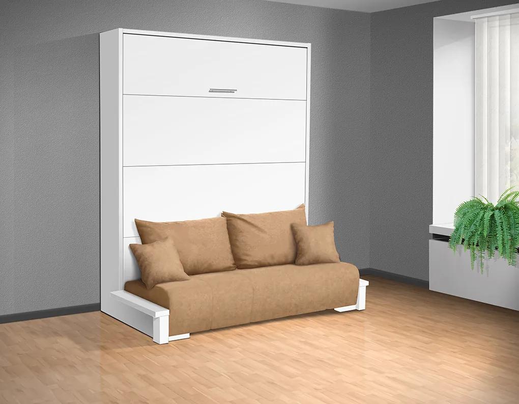 Nabytekmorava Sklápacia posteľ s pohovkou VS 3058P . 200x140 nosnost postele: štandardná nosnosť, farba lamina: biela 113, farba pohovky: Alova 66 béžová